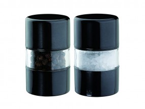 David Mason Design Salz- und Pfeffermühlen-Set, Mini Gem, Acryl, Ober-/Unterteile Edelstahl schwarz, ungefüllt,