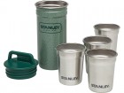 Stanley Adventure Becher-Set, 4x59ml, 18/8 Edelstahl, Hammerschlag grün, Transportbehälter