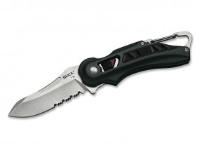 Buck Einhandmesser FlashPoint LE, Stahl 420HC, Sägezahnung, 6061-Aluminium, Gummi-Einlagen, Sperre, Karabiner, Clip