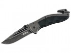HERBERTZ Top-Collection Rettungsmesser, Stahl 440, stonewash Schlagdorn, Gurtschneider, G-10 Griffschale, Nylon-Etui, Box